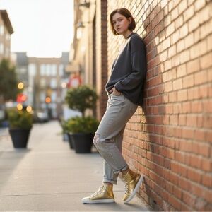 Zadig & Voltaire High Flash Metallic Sneakers Size 40 $478